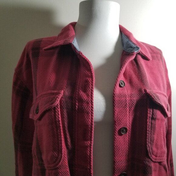 Outerknown Long Blanket Shirt, flannel/plaid, size S/P, Red - Picture 4 of 9